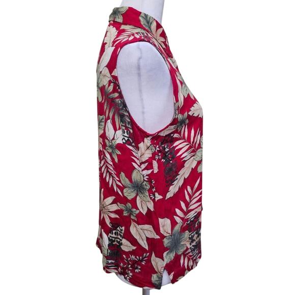 BAHAMA BEACH Women's Vintage Bitton Up Sleeveless Shirt Size Medium Tropical - Picture 5 of 9